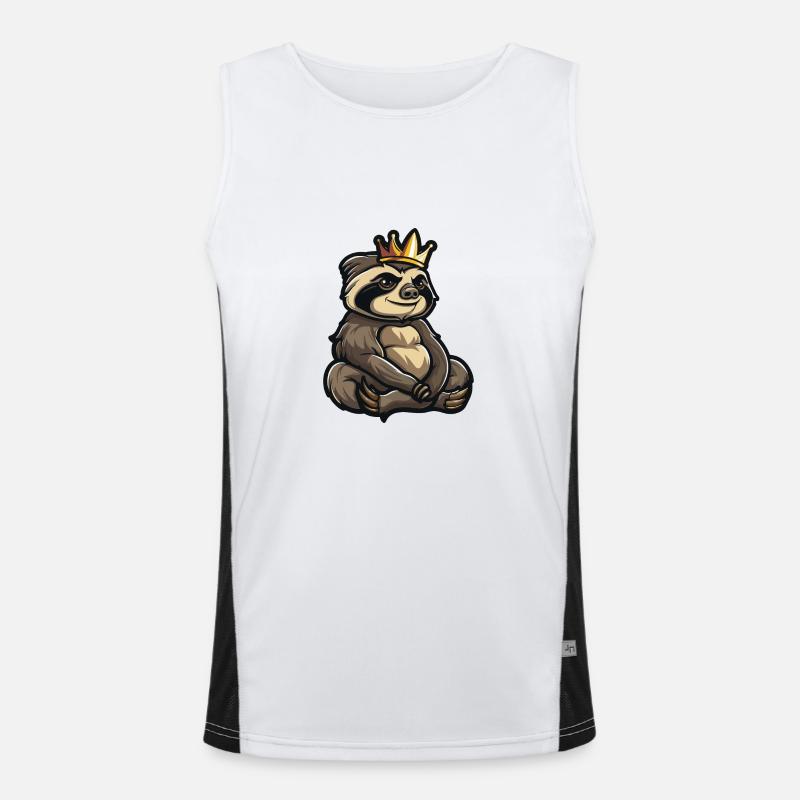 Faultier Comic Krone Funktionelles Kontrast-Tank Top für Männer 