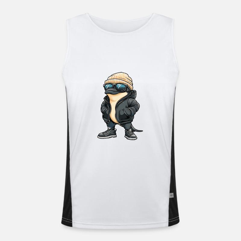 Dolphin Cool Comic - Men's Functional Contrast Tank Top  - white/black