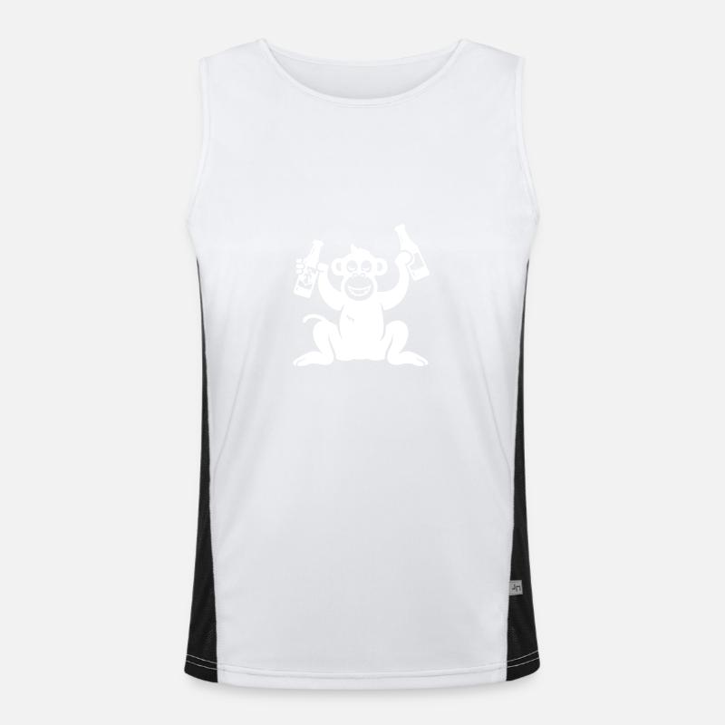 Monkey Beer Drinking - Men's Functional Contrast Tank Top  - white/black