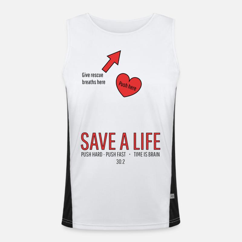 Save a life! CPR - Men's Functional Contrast Tank Top  - white/black