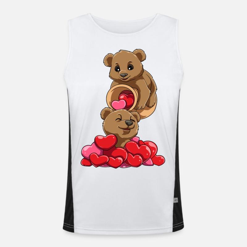 Coeurs d'ours mignons débordant Débardeur respirant contrasté Homme 