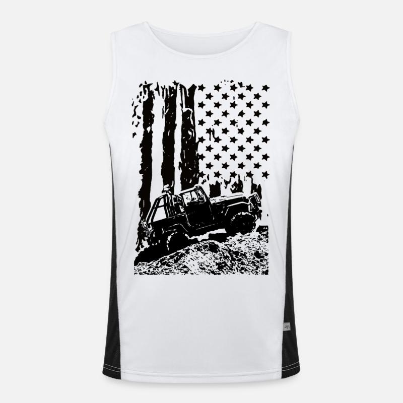 AMERICAN OFFROADER 4X4 DRAPEAU DES ÉTATS-UNIS Débardeur respirant contrasté Homme 