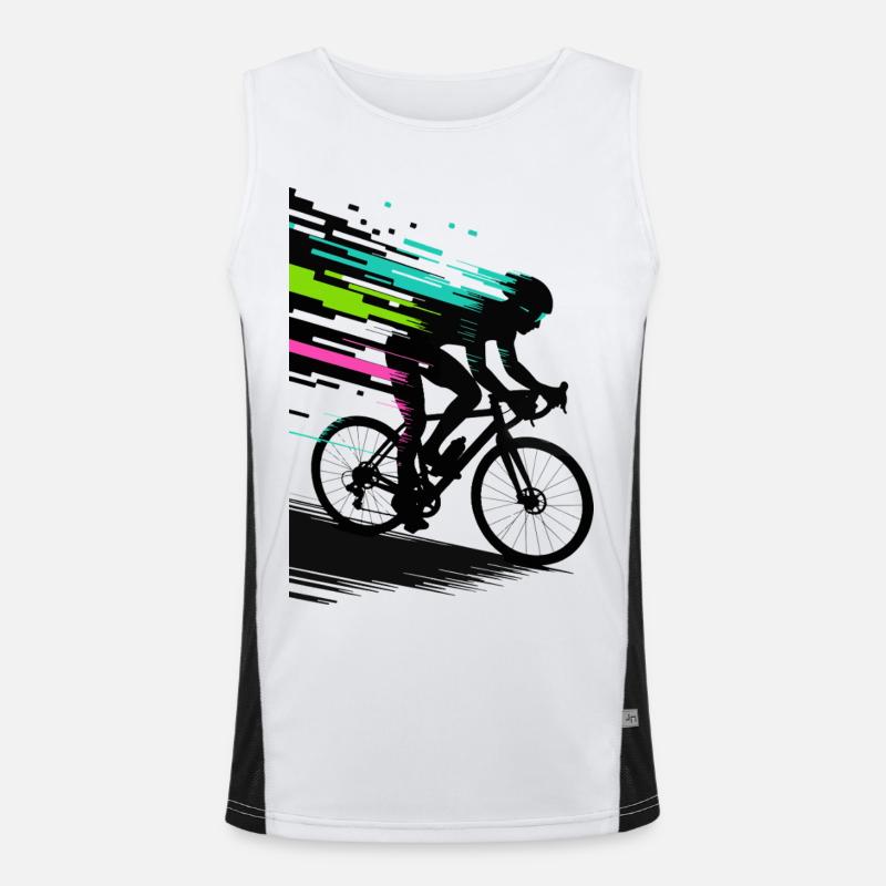 Glitch Pixel Cyclist – Art de vitesse numérique Débardeur respirant contrasté Homme 