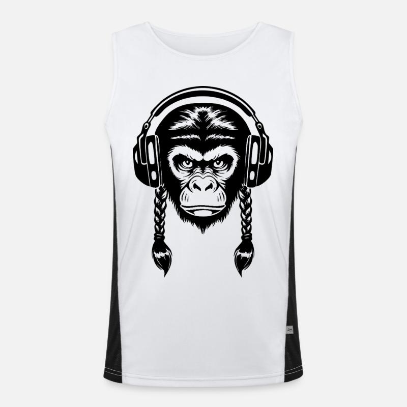 Chemise Electro Monkey Head Synth Wave Edition Débardeur respirant contrasté Homme 
