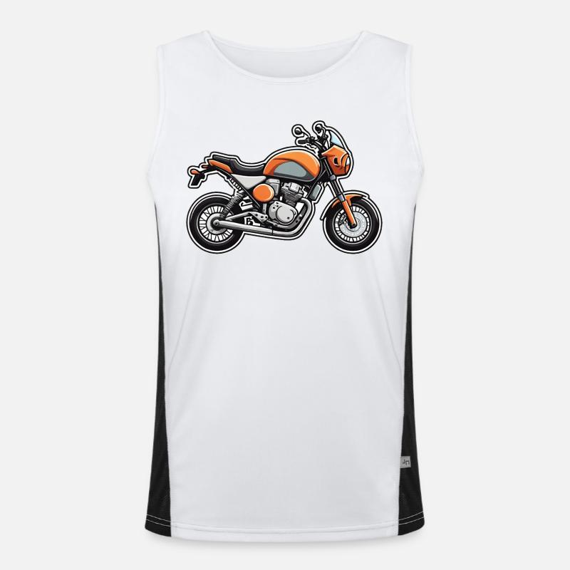 Orange Cruiser Motorcycle Art - Men's Functional Contrast Tank Top - white/black