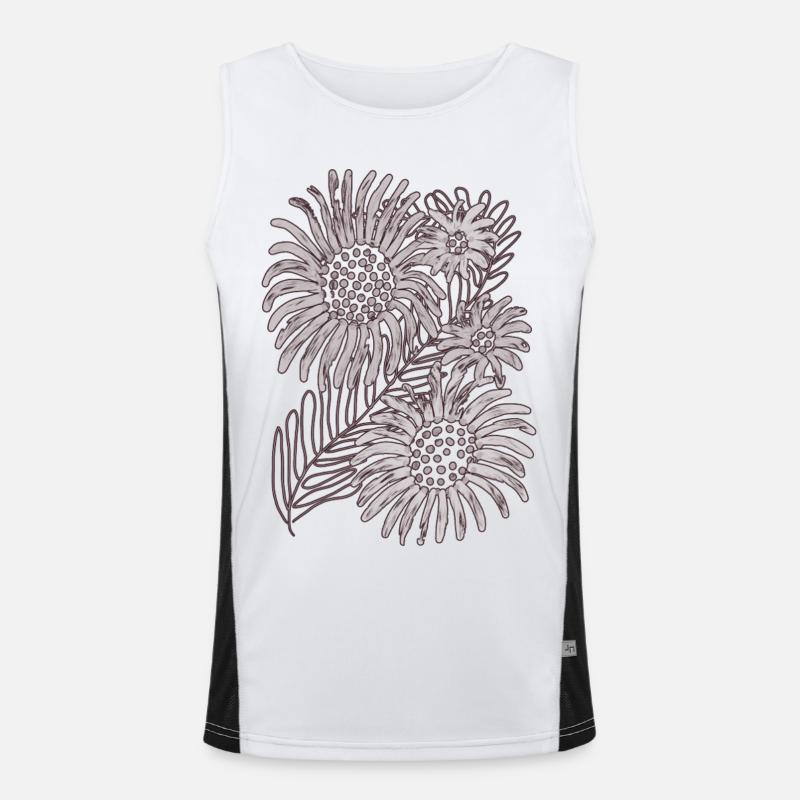 Monochrome Daisy Bloom Men's Functional Contrast Tank Top 