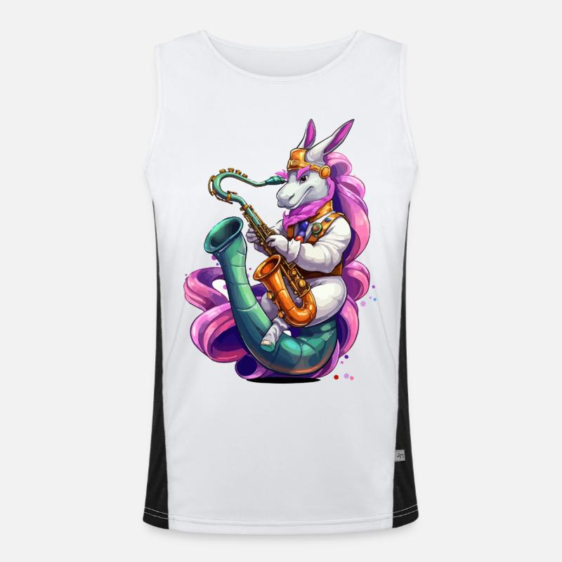 Sparkling Unicorn Saxophone Men's Functional Contrast Tank Top 