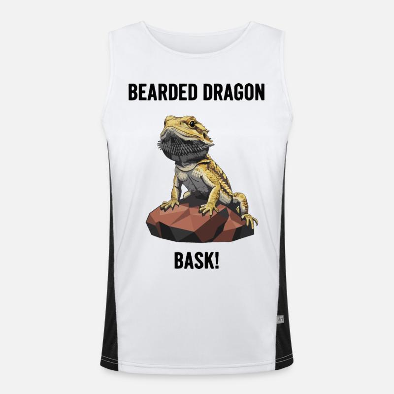 Agame Bearded Lizard Bask Bearded Dragon - Men's Functional Contrast Tank Top - white/black