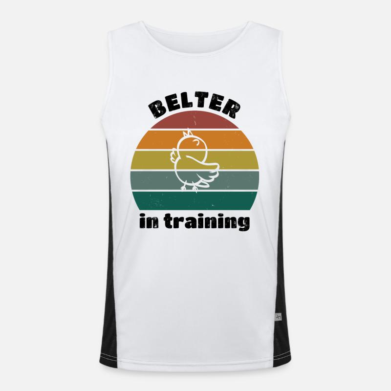 Belter in training - retro distressed black Men's Functional Contrast Tank Top 