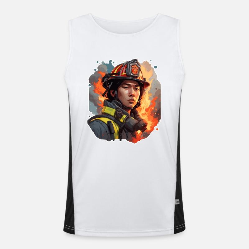 Firefighter / Fire / Fire / Extinguish / Hero - Men's Functional Contrast Tank Top - white/black