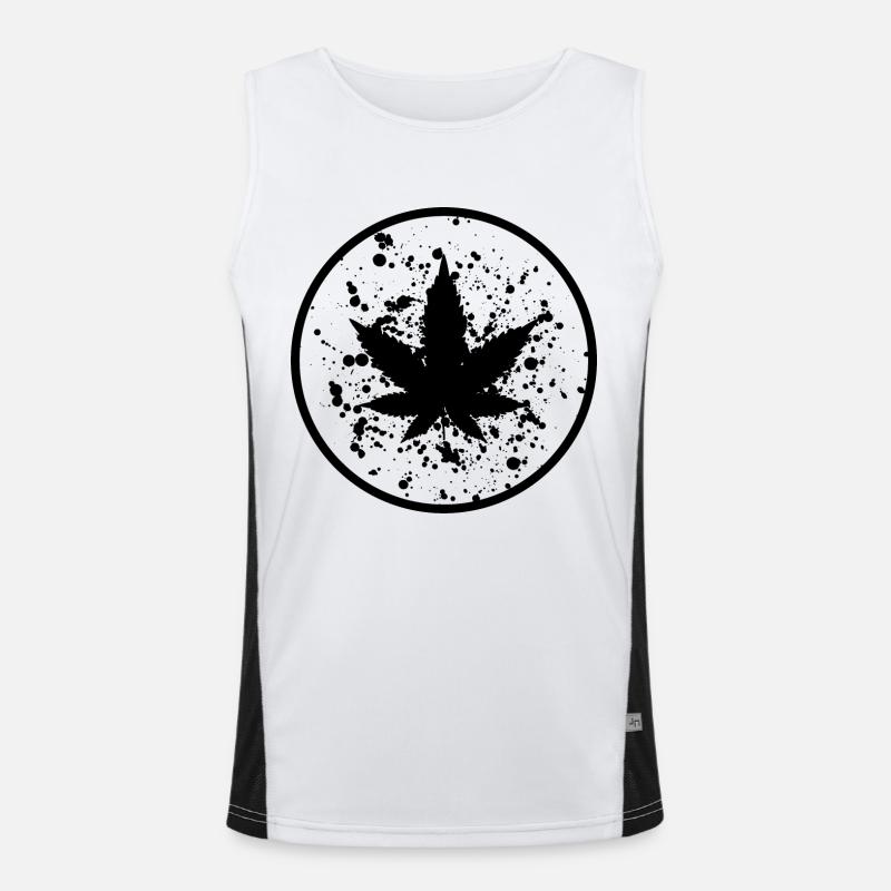 Cannabis leaf color blobs in a circle Men's Functional Contrast Tank Top 