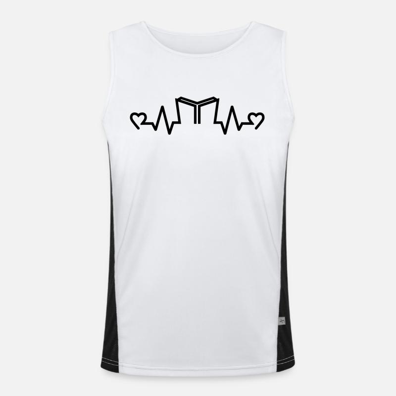 Herzfrequenz Buch Reader, Reader, Bücher - Funktionelles Kontrast-Tank Top für Männer  - Weiß/Schwarz