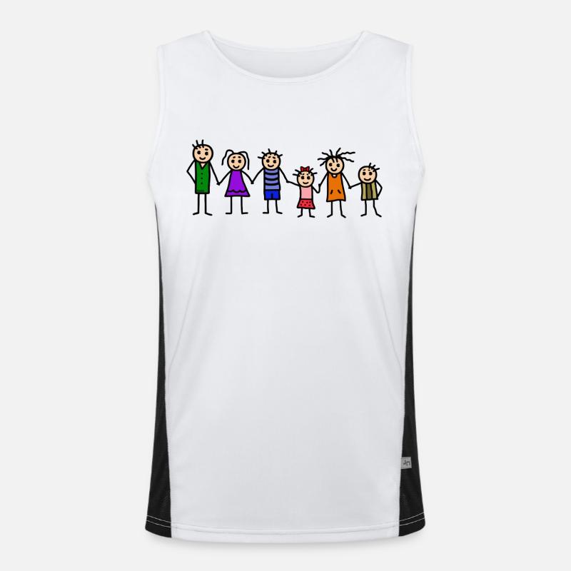 Familie mit vielen Kindern Funktionelles Kontrast-Tank Top für Männer 