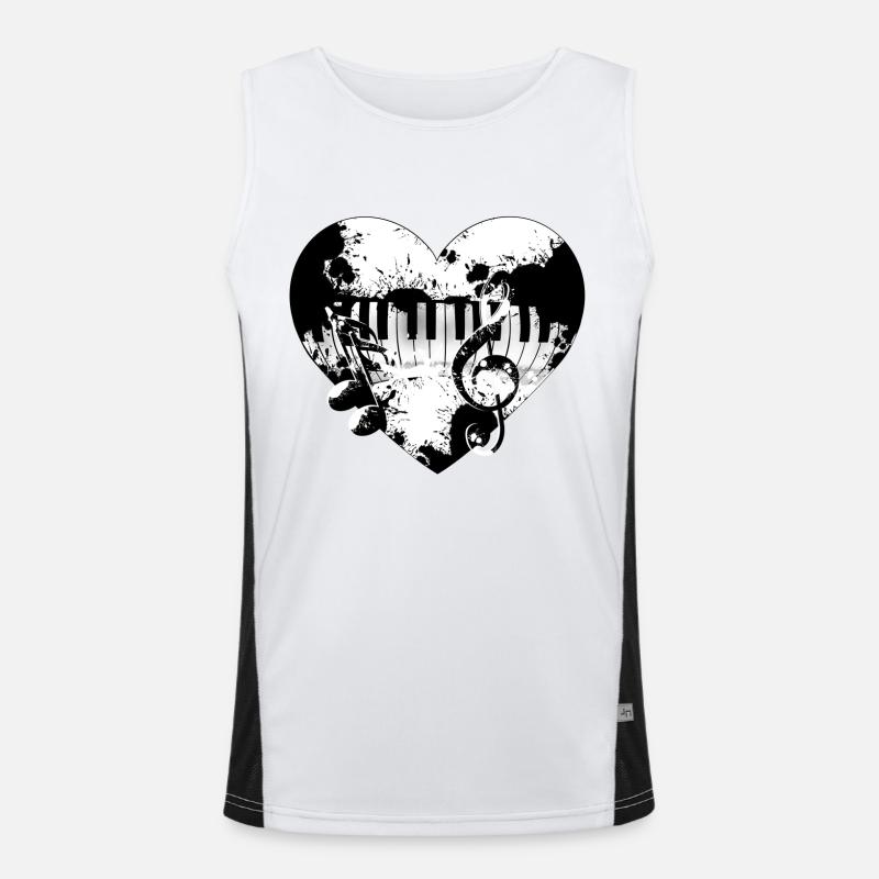 Keyboard Herz Funktionelles Kontrast-Tank Top für Männer 