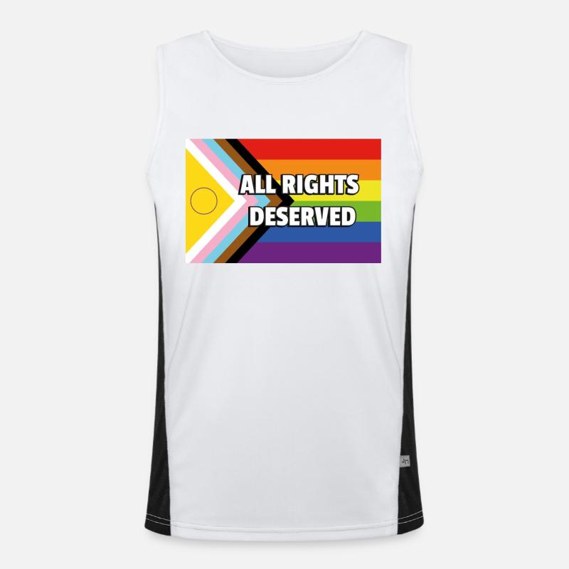 Inclusive Pride Progress Flag ALLE RECHTE VERDIENT Funktionelles Kontrast-Tank Top für Männer 