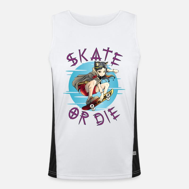Skate oder stirb Skateboarder Anime Mädchen Funktionelles Kontrast-Tank Top für Männer 