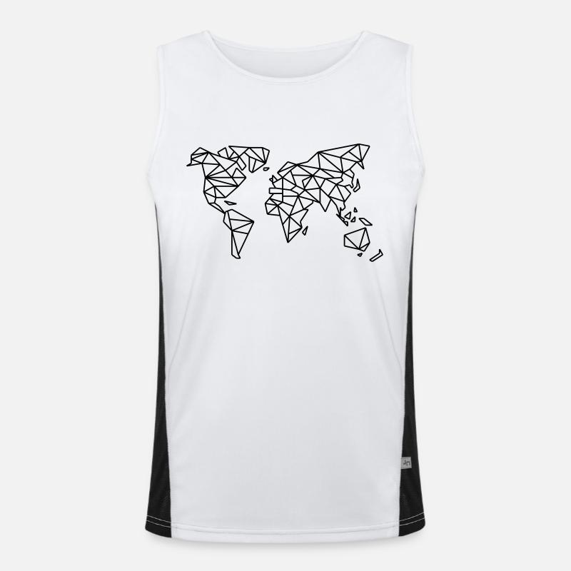 World Map Men's Functional Contrast Tank Top 