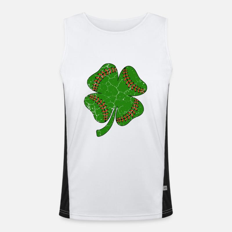 Baseball St Patricks Day, trèfle feuille, trèfle Débardeur respirant contrasté Homme 