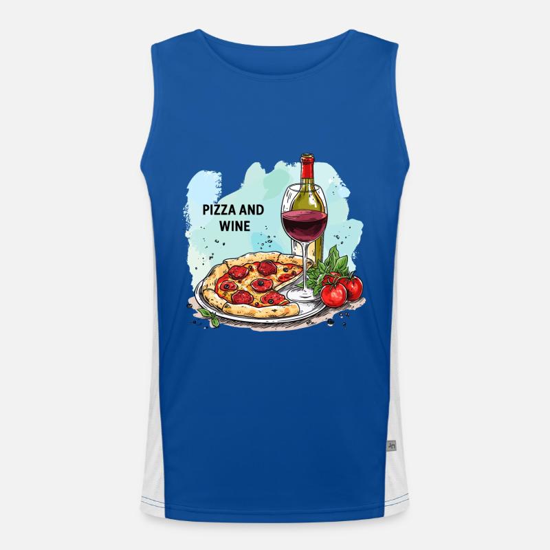 Pizza et vin Nourriture Alcool Débardeur respirant contrasté Homme 