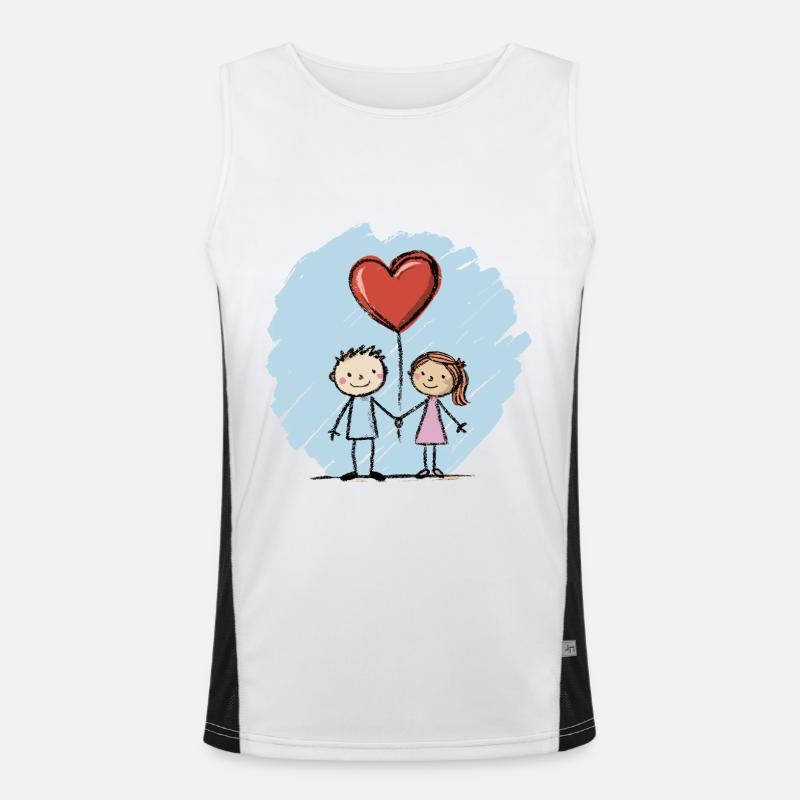 Lovers, Stick Figures, Couples, Valentine's Day - Men's Functional Contrast Tank Top  - white/black
