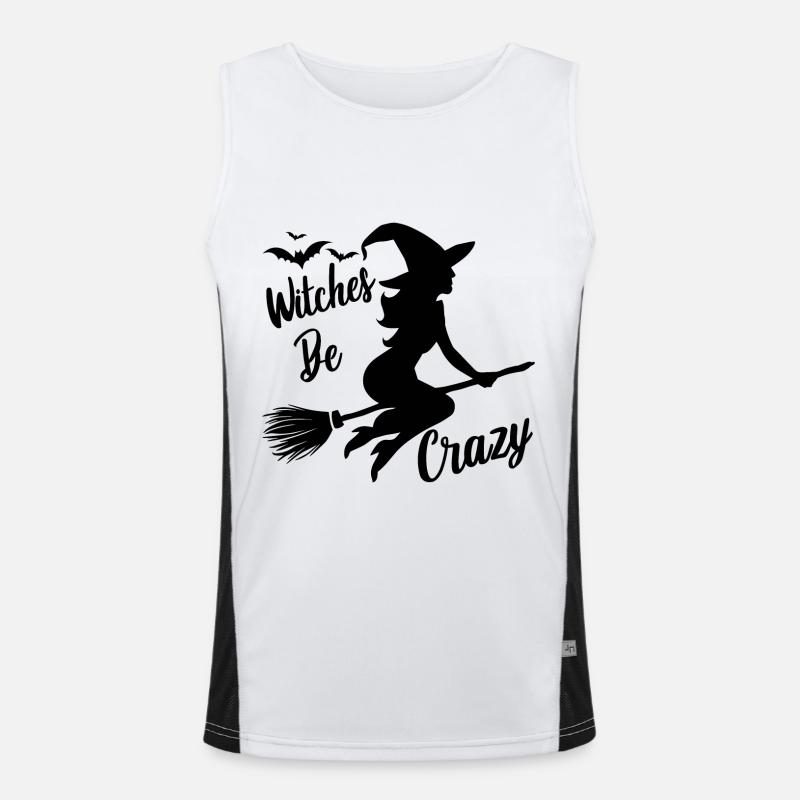 Hexe Hexenbesen Spruch Witches Be Crazy Funktionelles Kontrast-Tank Top für Männer 