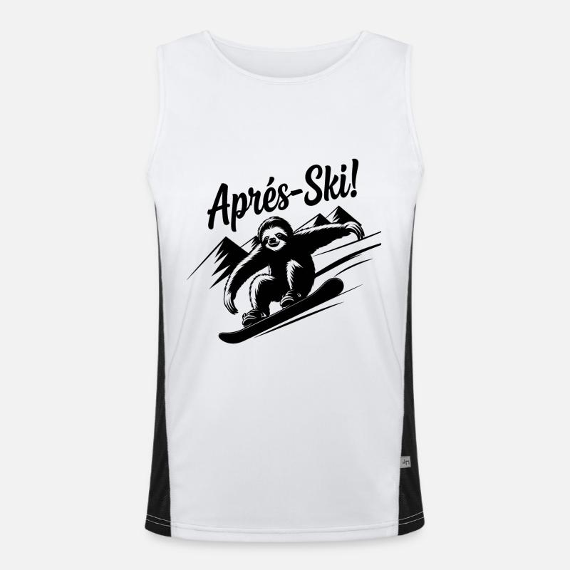Sloth Faultier Snowboard Apres Ski Funktionelles Kontrast-Tank Top für Männer 