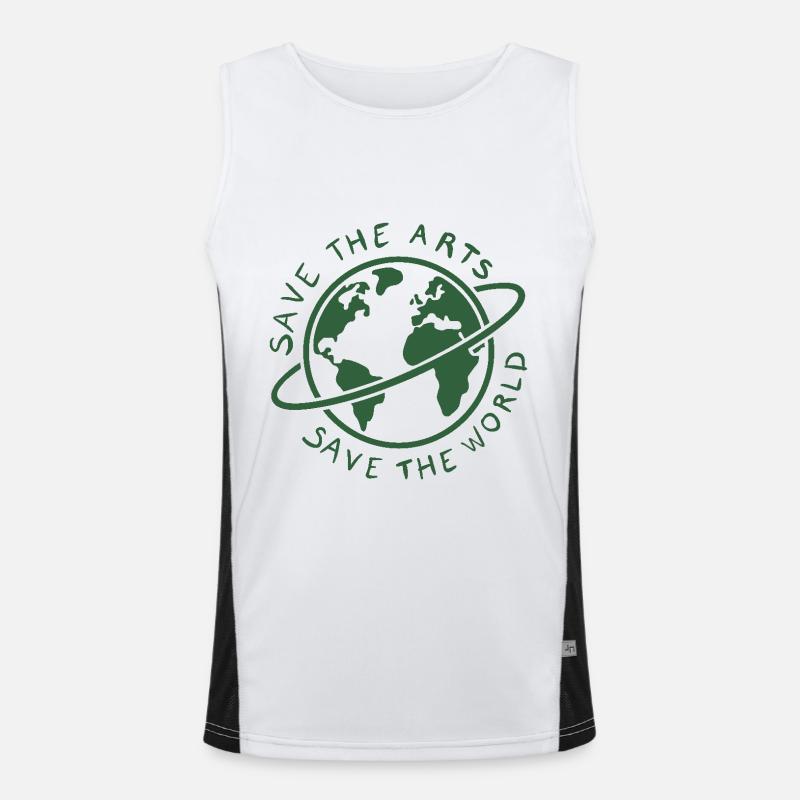 Save the Arts Save the World Earth Environmental Activist Men's Functional Contrast Tank Top 