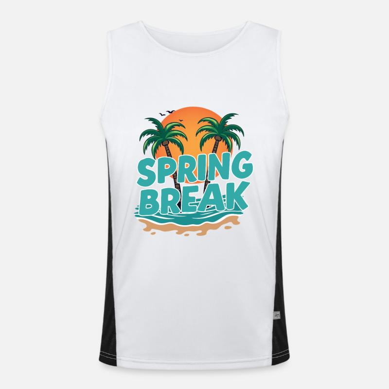 Spring Break Palm Trees Beach - Men's Functional Contrast Tank Top  - white/black