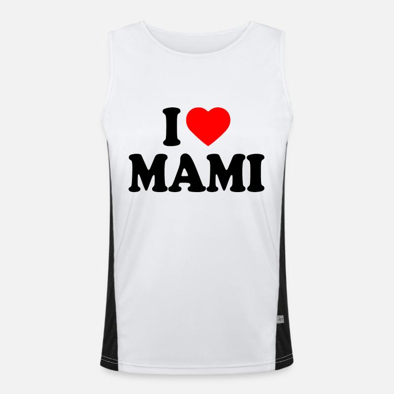 I love mami - Men's Functional Contrast Tank Top  - white/black
