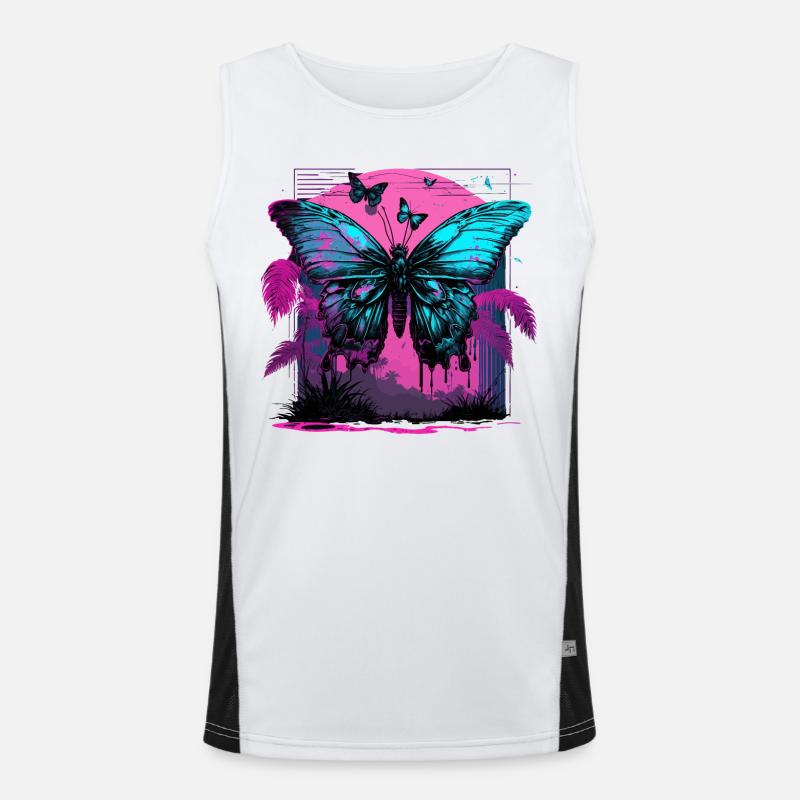 Nostalgische Transformation des Schmetterlings Funktionelles Kontrast-Tank Top für Männer 