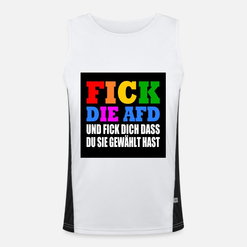 fick die afd und fick dich dass du sie gewählt has Funktionelles Kontrast-Tank Top für Männer 