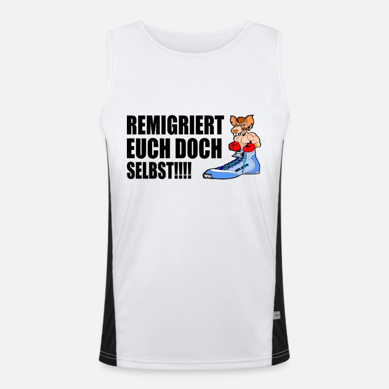 remigriert euch doch selbst Funktionelles Kontrast-Tank Top für Männer 