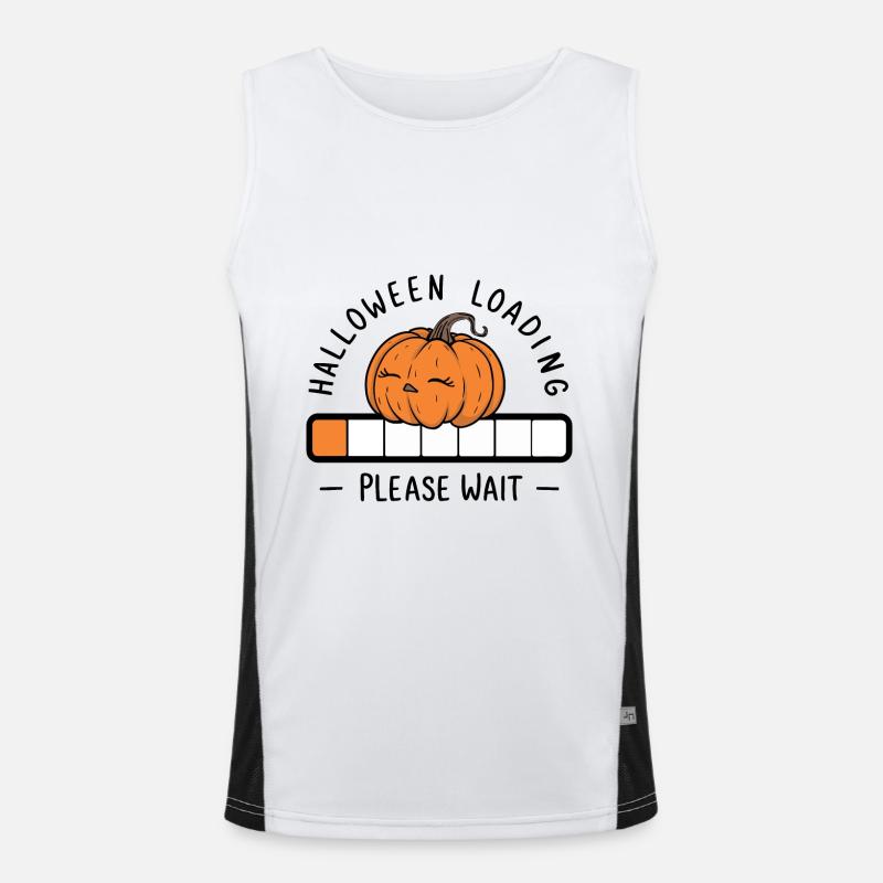 Kürbis Spruch Halloween Loading Please Wait Funktionelles Kontrast-Tank Top für Männer 