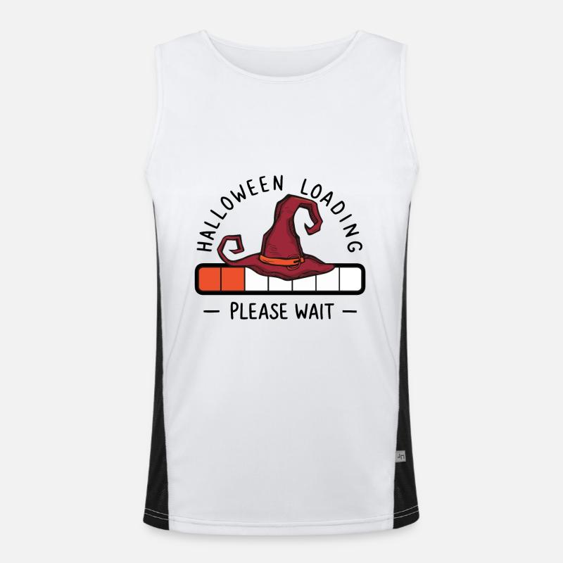 Hexenhut Spruch Halloween Loading Please Wait Funktionelles Kontrast-Tank Top für Männer 