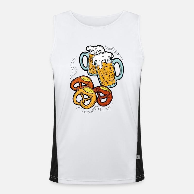 Bierparty. Bierbecher und Brezel. Funktionelles Kontrast-Tank Top für Männer 
