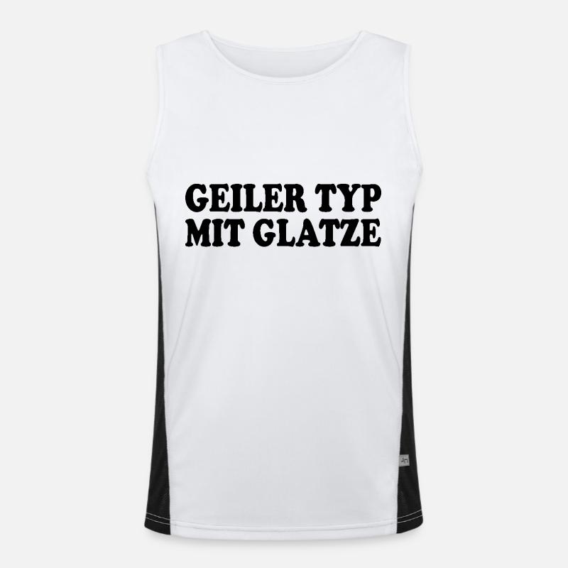 guy with bald head Men's Functional Contrast Tank Top 