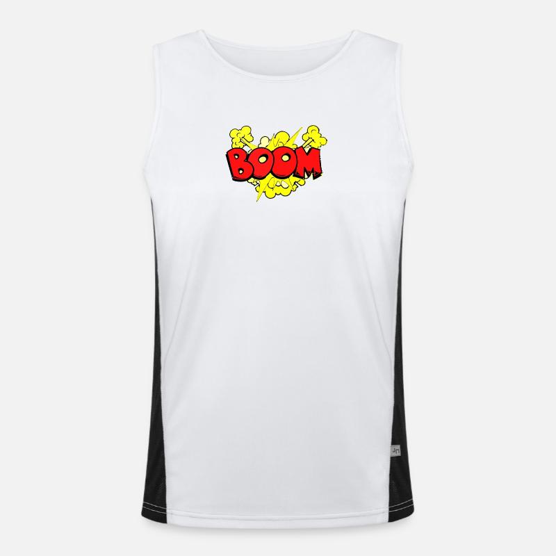 Dynamische Bombenexplosion Illustration Funktionelles Kontrast-Tank Top für Männer 