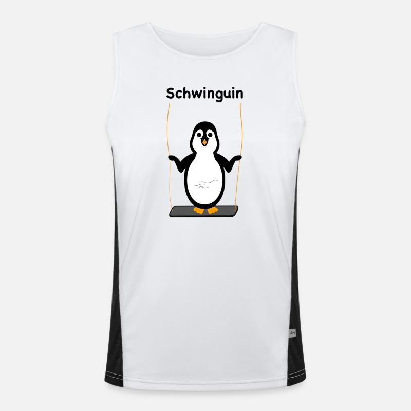 Schwinguin - Pinguin auf Schaukel Funktionelles Kontrast-Tank Top für Männer 