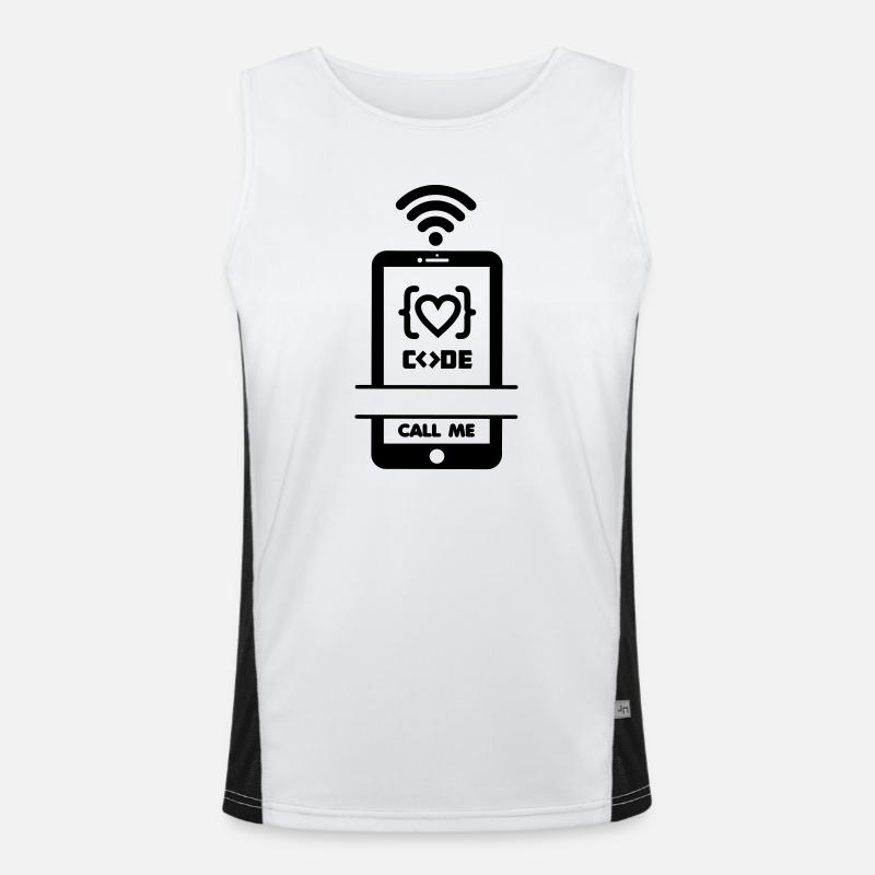 Codist Call me phone code heart - Men's Functional Contrast Tank Top  - white/black