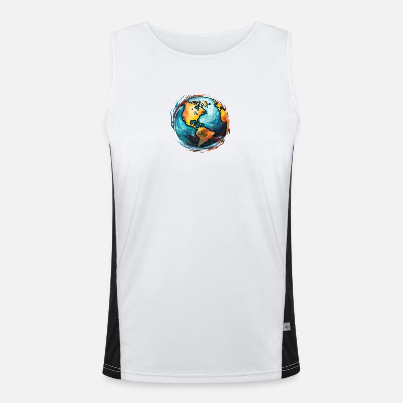 Globe in motion - Men's Functional Contrast Tank Top  - white/black