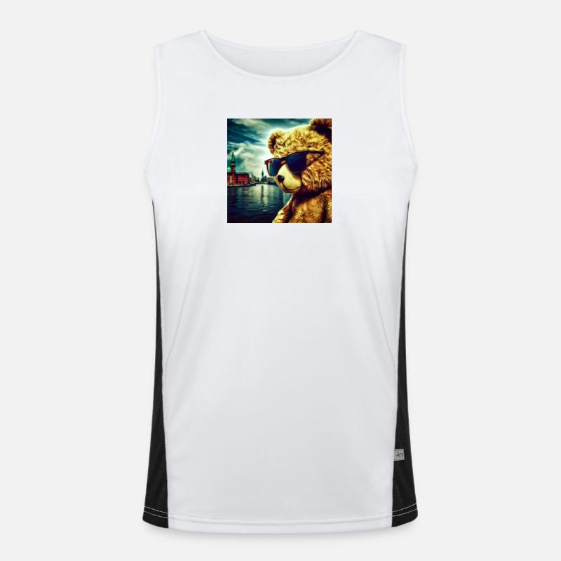 Teddy on Tour Funktionelles Kontrast-Tank Top für Männer 