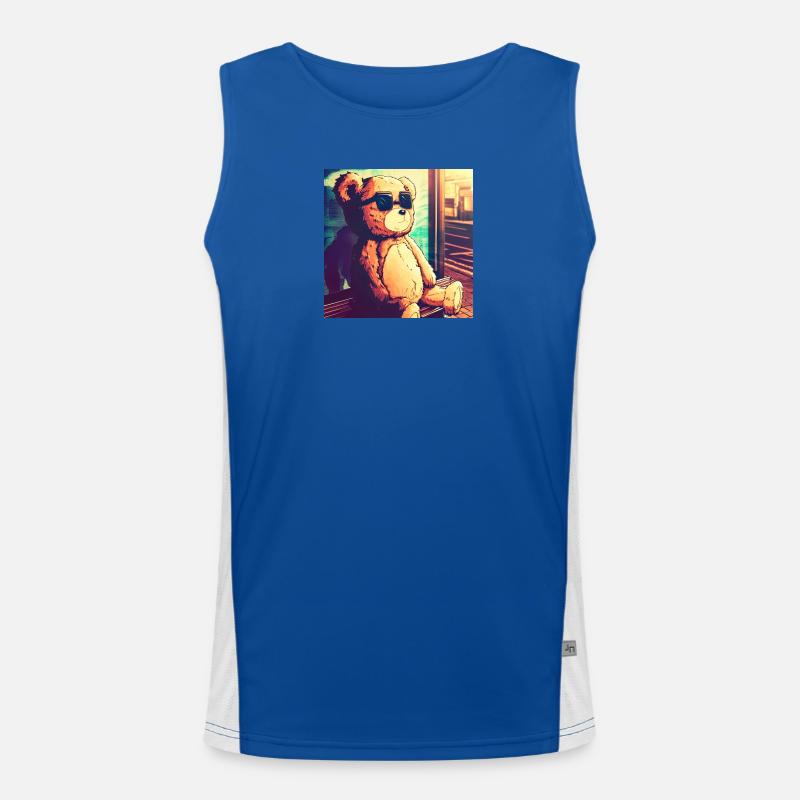 Teddy on Bus Funktionelles Kontrast-Tank Top für Männer 