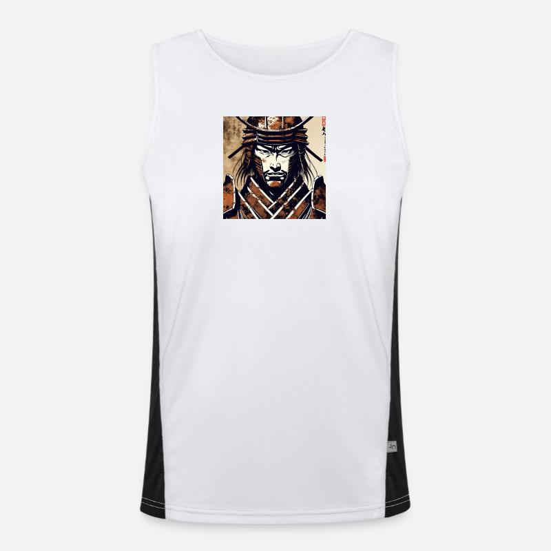 Samurai Krieger Porträt Funktionelles Kontrast-Tank Top für Männer 