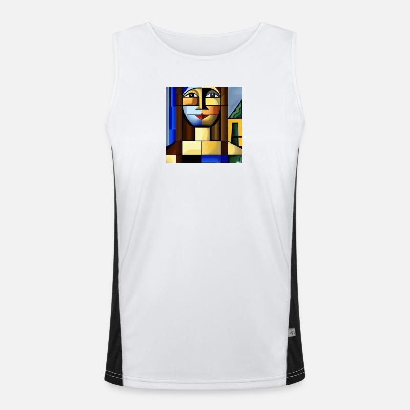 Mona Cube - Men's Functional Contrast Tank Top  - white/black