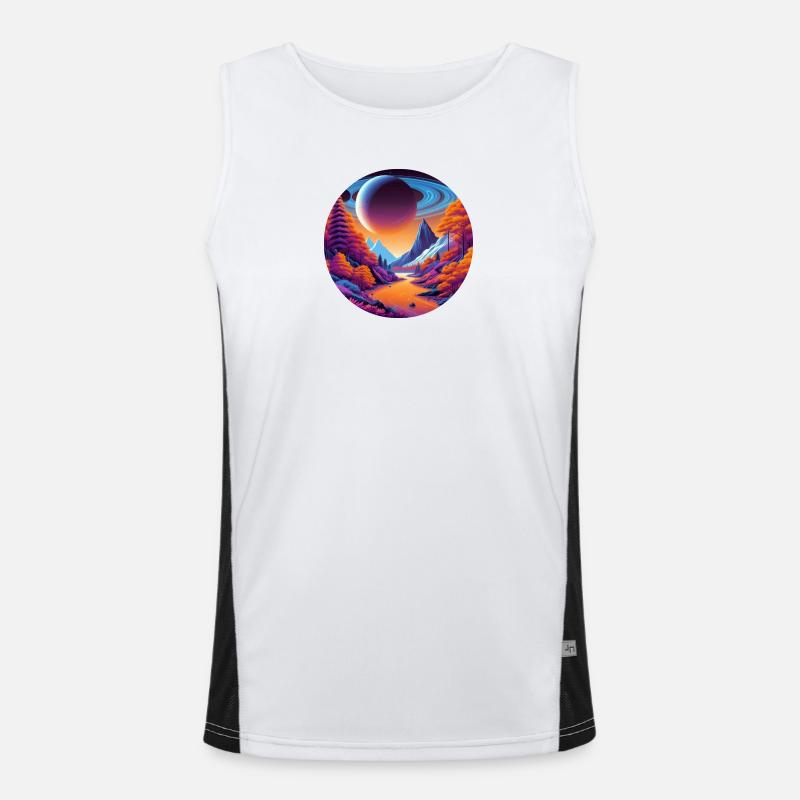 Landscape, Moon, Mountains, Trees Men's Functional Contrast Tank Top 