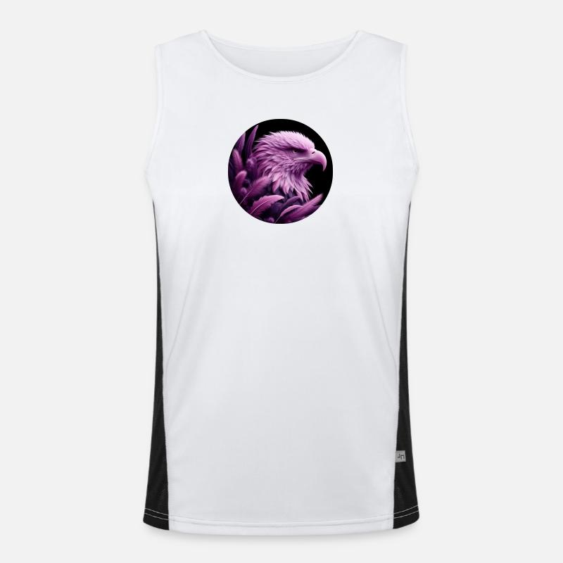 Purple Eagle Head with Feathers - Men's Functional Contrast Tank Top  - white/black