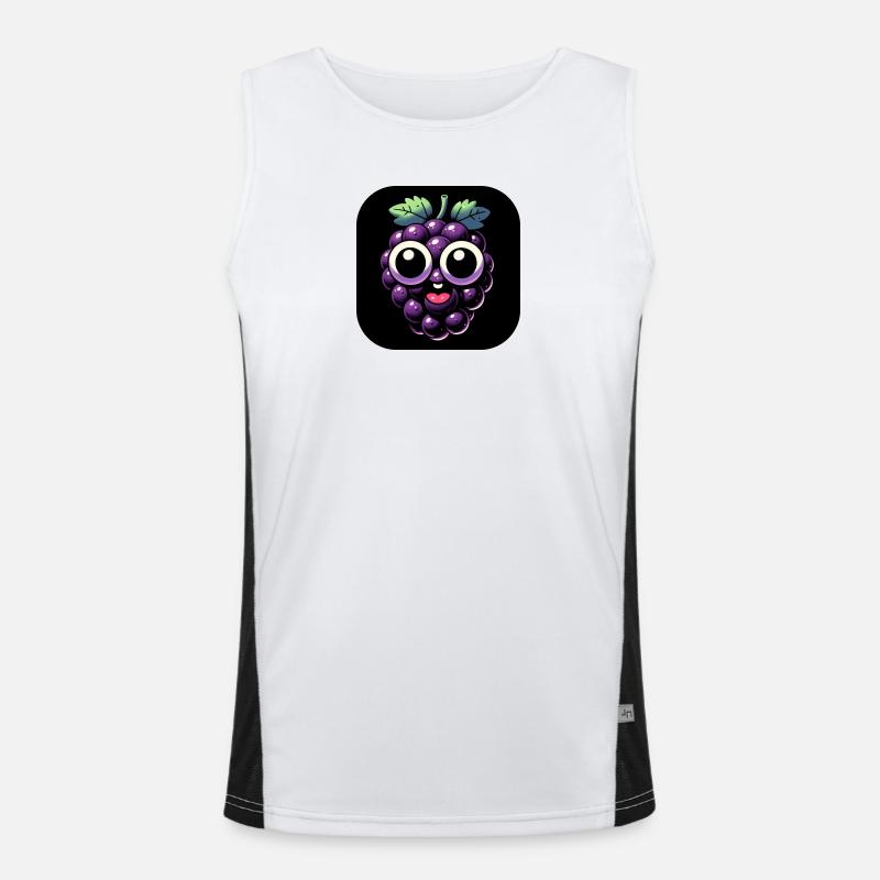 Traube lila mit Augen und Mund im Comic Stil Funktionelles Kontrast-Tank Top für Männer 