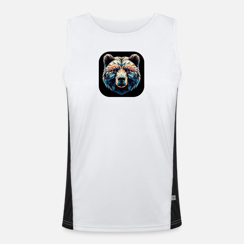 Bunter Bär in Polygon Design Funktionelles Kontrast-Tank Top für Männer 