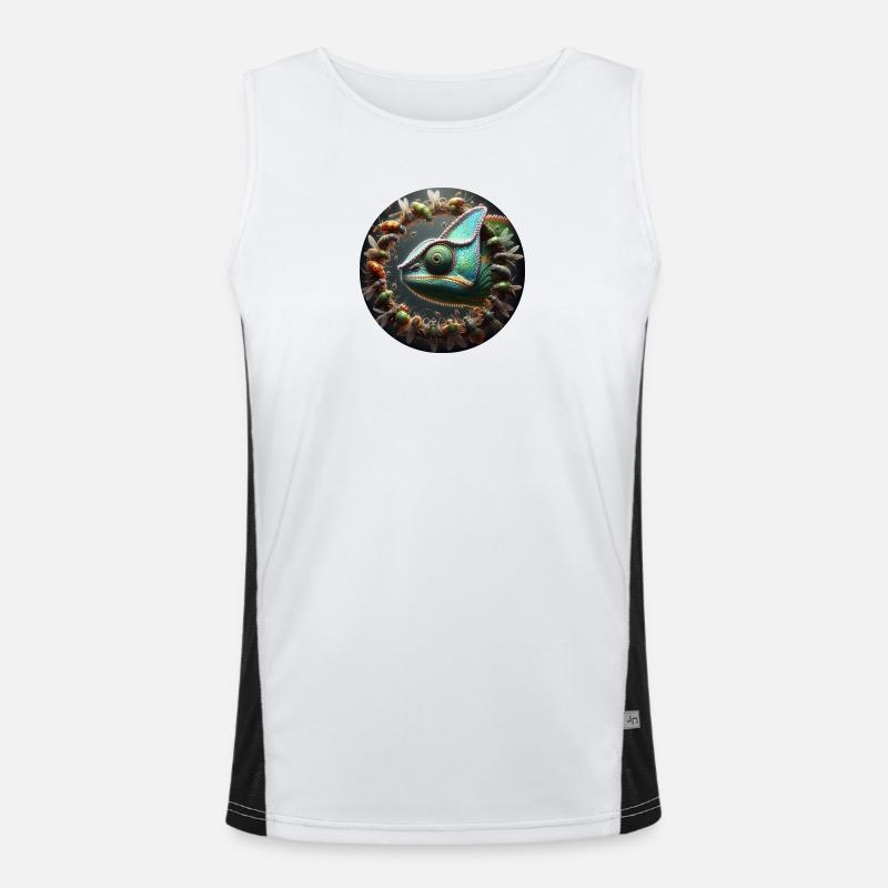 Das Chamäleon und die Insekten Funktionelles Kontrast-Tank Top für Männer 