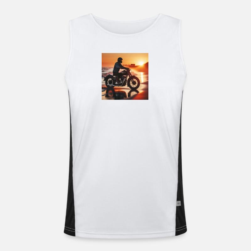 Motorcycle Old Sunset 1 - Men's Functional Contrast Tank Top  - white/black